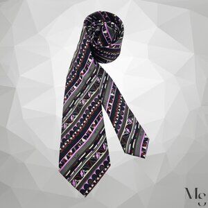 EMILIO PUCCI Purple Gray Geometric Monogrammed Silk Tie Italy 59" x 3.25" EX CD